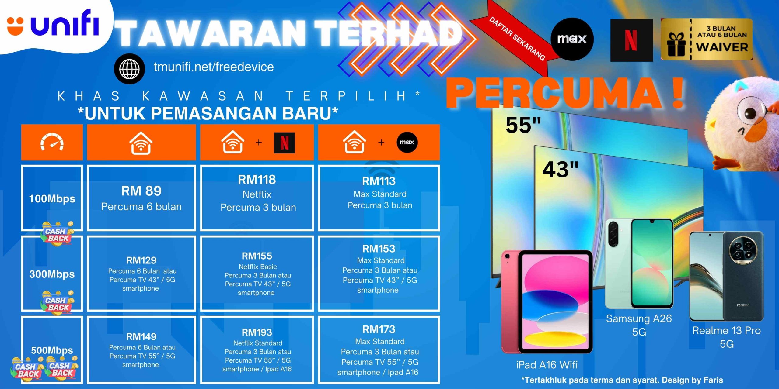 PERCUMA TV/Ipad/Phone bernilai sehingga RM5000*
